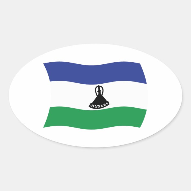 Oval Adesivo da Bandeira do Lesoto (Frente)