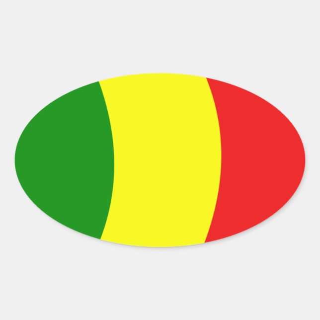 Oval Adesivo da Bandeira do Mali (Frente)
