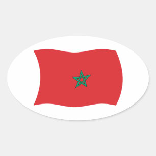 Oval Adesivo da Bandeira do Marrocos