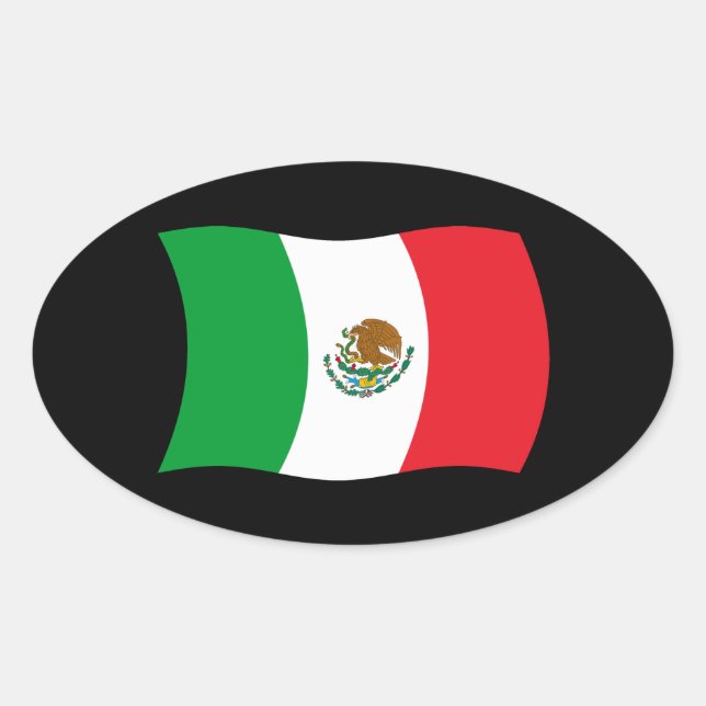 Oval Adesivo da Bandeira do México (Frente)