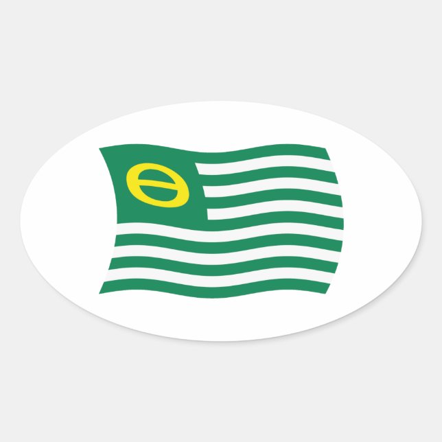 Oval Adesivo da Bandeira do Movimento Ecológico (Frente)