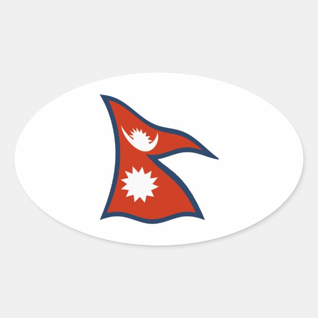 Oval Adesivo da Bandeira do Nepal (Frente)