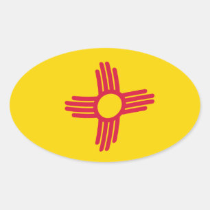 Oval Adesivo da Bandeira do Novo México