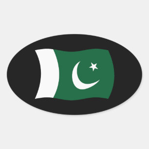 Oval Adesivo da Bandeira do Paquistão