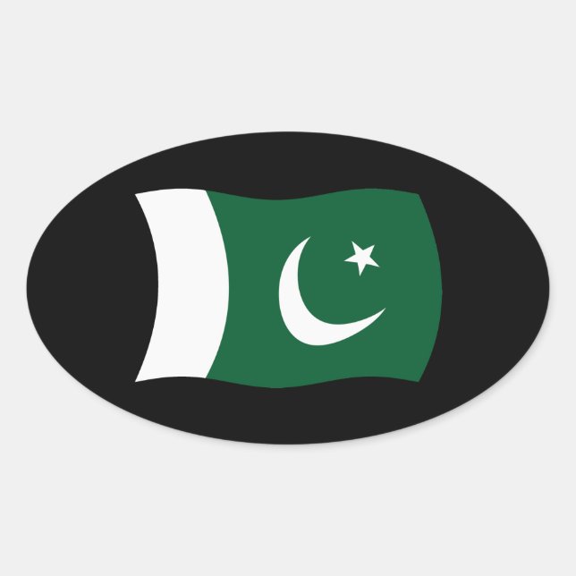 Oval Adesivo da Bandeira do Paquistão (Frente)