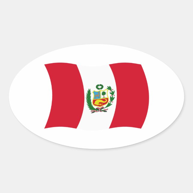 Oval Adesivo da Bandeira do Peru (Frente)