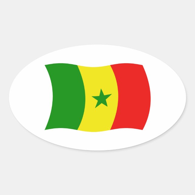 Oval Adesivo da Bandeira do Senegal (Frente)