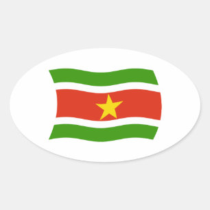 Oval Adesivo da Bandeira do Suriname
