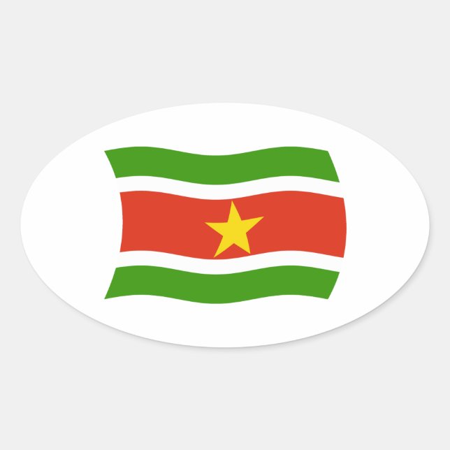 Oval Adesivo da Bandeira do Suriname (Frente)