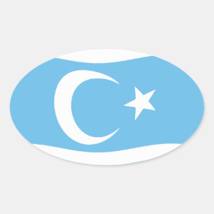 Oval Adesivo da Bandeira do Turcomeno Iraquiano