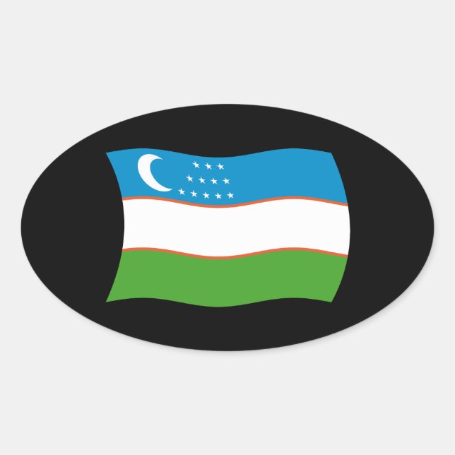 Oval Adesivo da Bandeira do Uzbequistão (Frente)