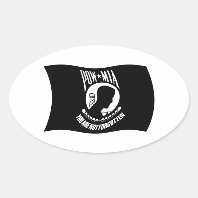 Oval Adesivo da Bandeira dos Prisioneiros de Guerra e D (Frente)