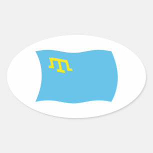 Oval Adesivo da Bandeira dos Tártaros da Crimeia