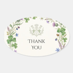 Oval Adesivo de Agradecimento Trevo de Três Folhas Card