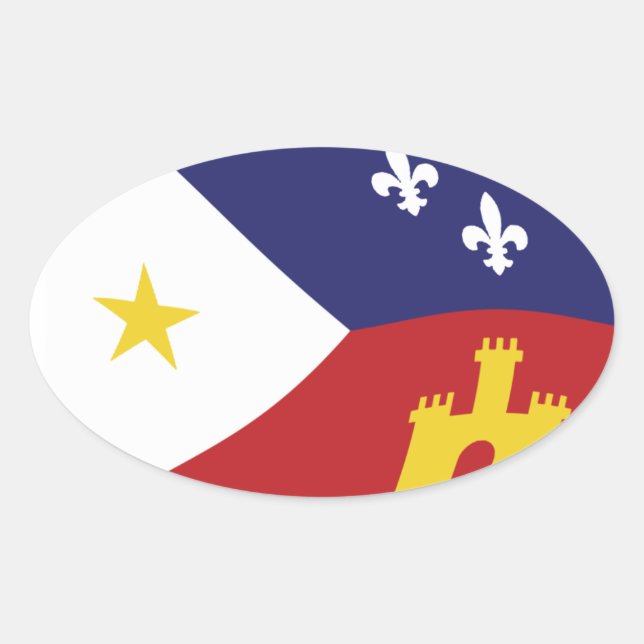 Oval Adesivo de Bandeira da Acadiana (Frente)