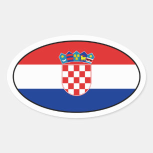 Oval Adesivo de bandeira da Croácia