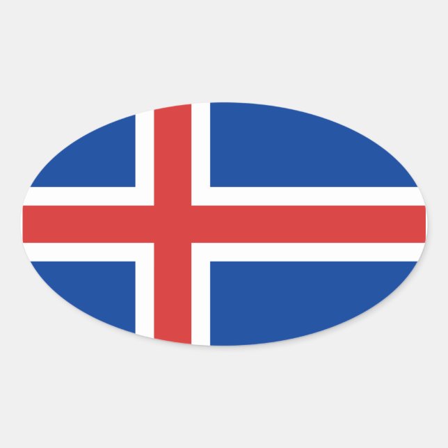 Oval Adesivo de bandeira da Islândia (Frente)