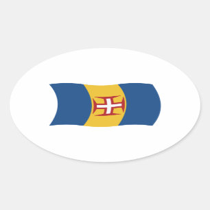 Oval Adesivo de bandeira da Madeira