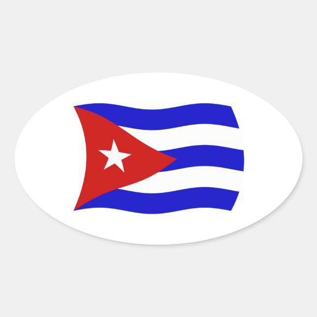 Oval Adesivo de bandeira de Cuba (Frente)