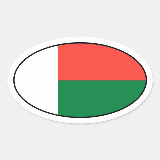 Oval Adesivo de bandeira de Madagáscar (Frente)