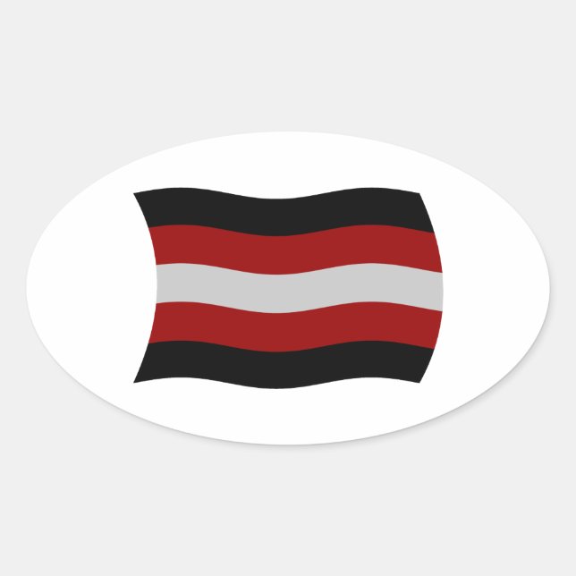 Oval Adesivo de bandeira do Satanismo (Frente)