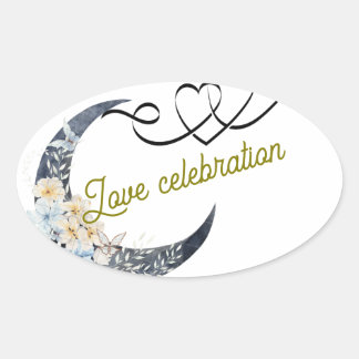 Oval Adesivo de Casamento Celebração de Amor – Lua Cres
