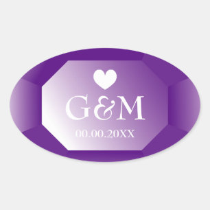 Oval Adesivo de casamento com monograma de pedra precio