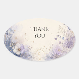 Oval Adesivo de casamento floral de lavanda lua celesti