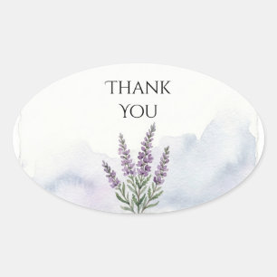 Oval Adesivo de casamento raminho de lavanda aquarela