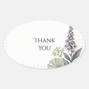 Oval Adesivo de Casamento Xadrez Thistle Roxo