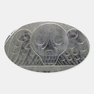 Oval adesivo de cemitério de morte alada