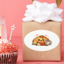 Adesivo de Croissant Kawaii