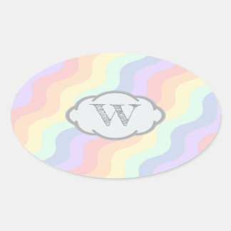 Oval Adesivo de Ondas Arco-Íris Pastel