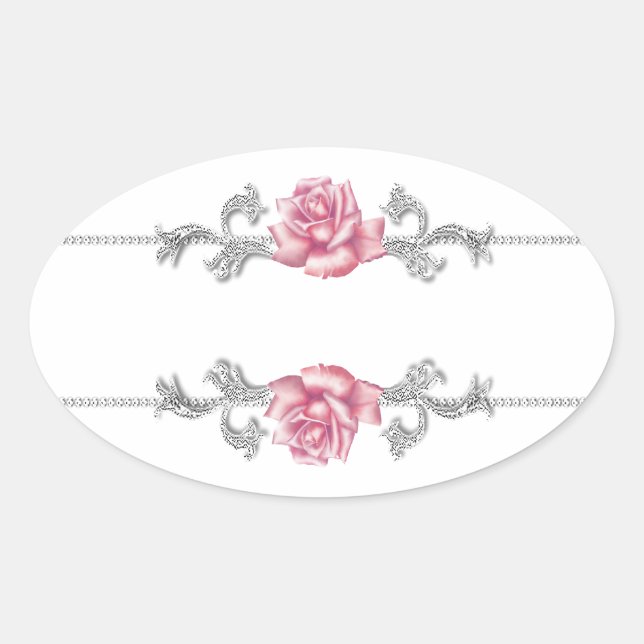 Oval Adesivo de Selo de Envelope Branco com Jóia Pratea (Frente)