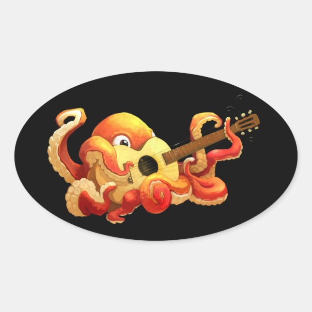 Oval Adesivo de Violão Octopus (Frente)