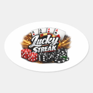 Oval Adesivo do Cassino Lucky Streak