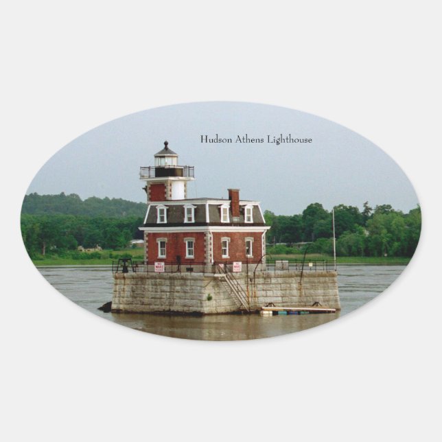 Oval Adesivo do farol de Hudson Athens (Frente)