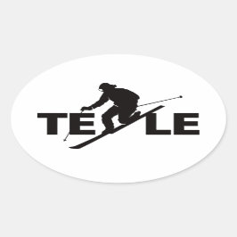 Oval Adesivo do logotipo preto TELE