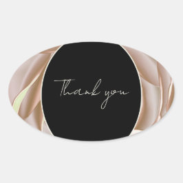 Oval Adesivo Elegante Rosa Floral Creme "Obrigado"