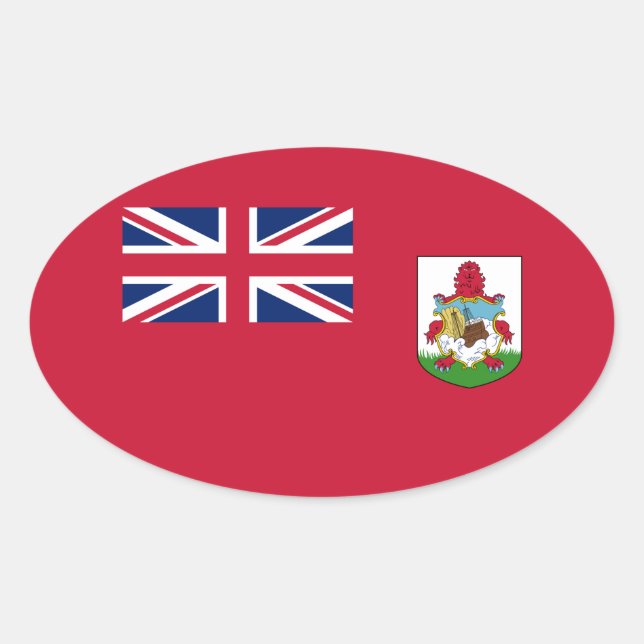 Oval Adesivo Retangular da Bandeira Patriótica de Bermu (Frente)