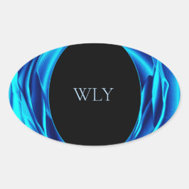 Oval Adesivo WLY – Design de Rosa Azul Metálica