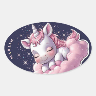 Oval Adorável e personalizável adesivo cor-de-rosa