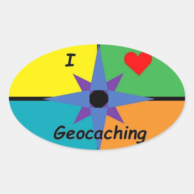 Oval Adoro o adesivo Geocaching (Frente)