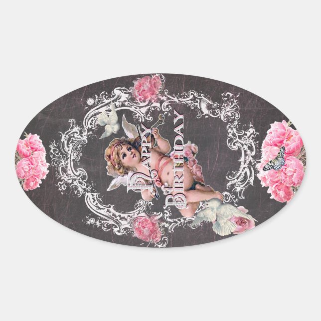 Oval Aniversário - Quadro Preto - Adesivo (Frente)