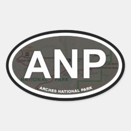 Oval Arches do adesivo do mapa (texto branco)