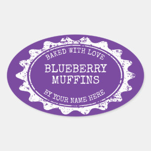 Oval Assado com amor adesivos para muffins caseiro