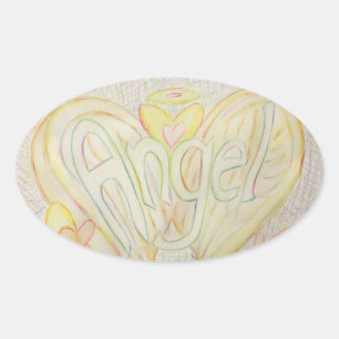 Oval Decretos do adesivo de arte do Angel Inspirational
