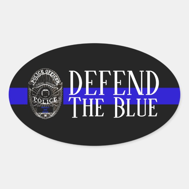 OVAL DEFENDA A POLÍCIA AZUL SUPORTE ADESIVO PARA PARA-C (Frente)