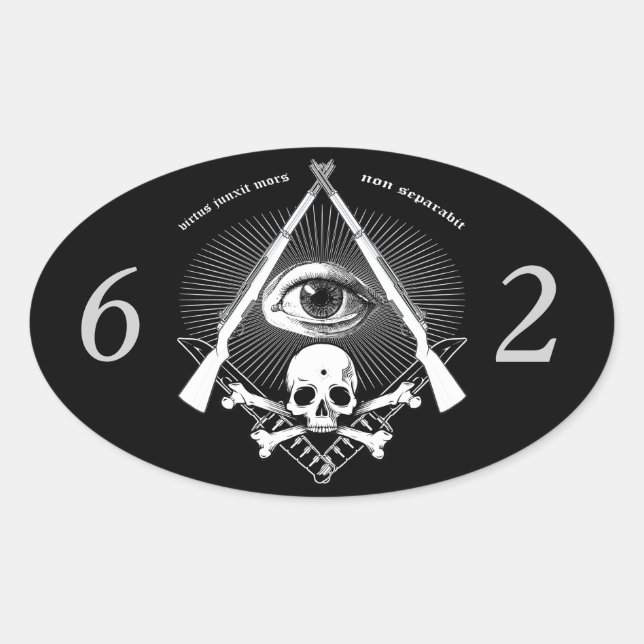 Oval hiram abiff Lodge 62 adesivo (Frente)