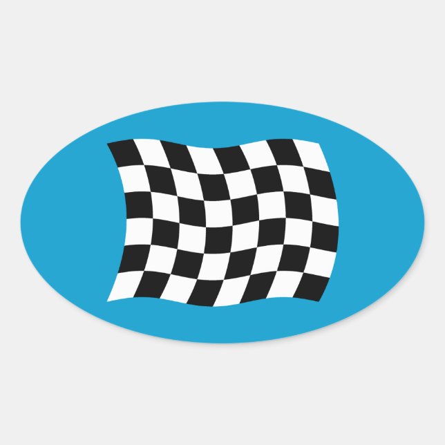 Oval O Adesivo da Bandeira Xadrez (Frente)